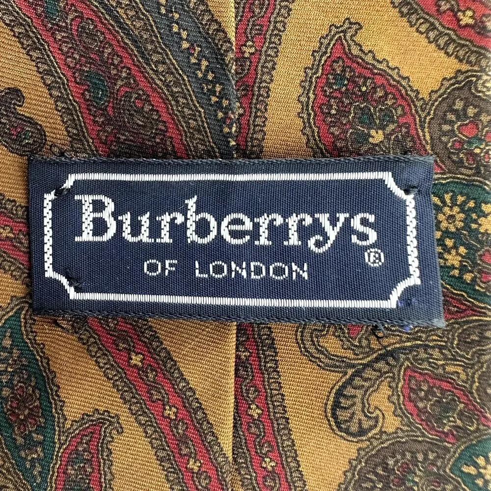 Vintage Burberrys Paisley Print Neck Tie Lined Formal Career Multicolor One Size